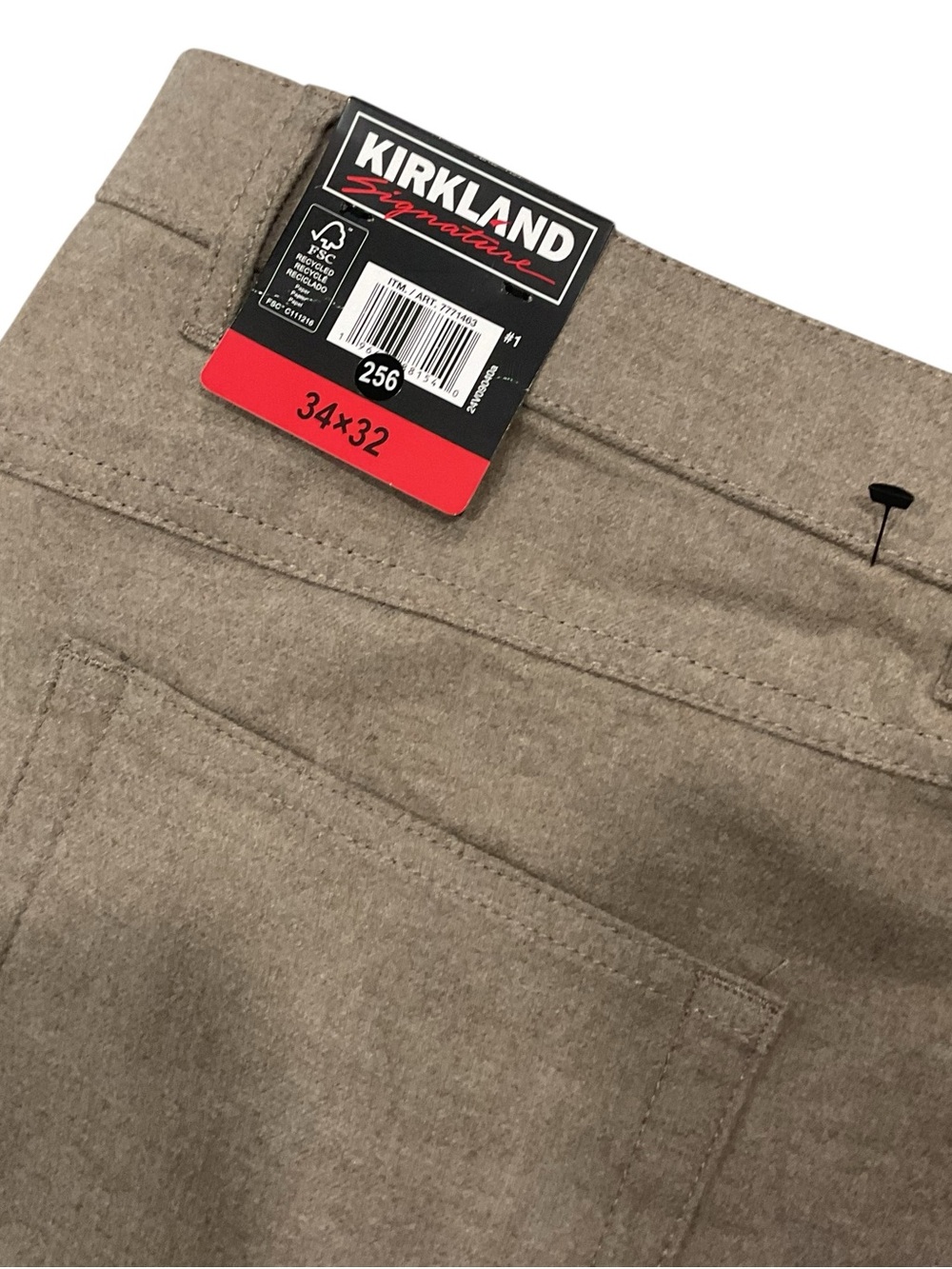 Kirkland Signature Mens 5 Pocket Brushed Pant Brown 34x32